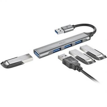 Hub Micro USB 3.2 de 4 Puertos - 1 Puerto USB 3.2 Gen 1 y 3 Puertos USB 2.0, Alta Velocidad hasta 5 Gbps, Compatible con PC y Mac,