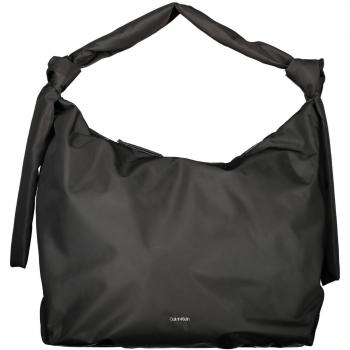 Calvin Klein Elegant Black Soft Nappa Tote Bag with Logo Appliqué