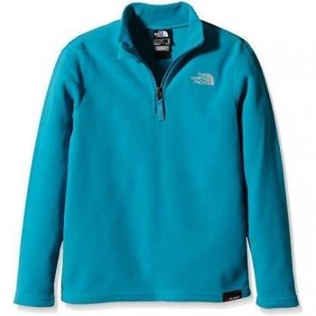 North Face Y Glacier - Sudadera forro polar 1/4 cerniera, unisex, color azul claro, talla YS