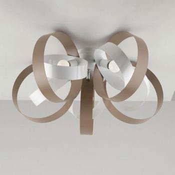Plafón Moderno de Hierro Blanco y Tortora con 5 Luces 58x h26 cm