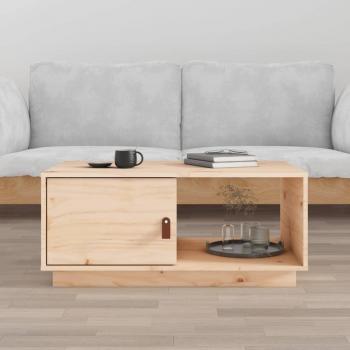 Mesa de centro vidaXL de madera maciza de pino, dimensiones 80x50x35,5 cm, colores Natural, Blanco y Gris, adecuada para salón o comedor como mesita auxiliar o mesa de café