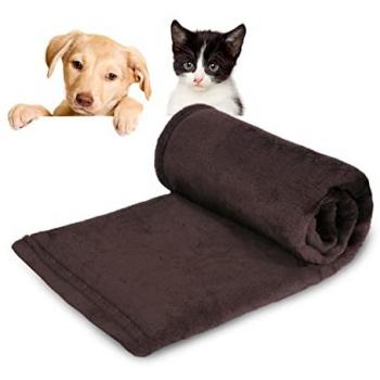 Manta de Terciopelo Suave y Resistente para Perros, Gatos y Mascotas 75x100cm - Marrón