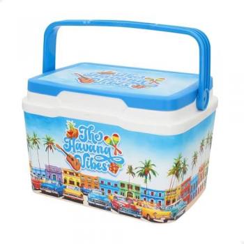 Nevera Rígida de Playa Aktive 5L, Diseño Summer Trends, Plástico Resistente, Aislamiento Superior, Mantiene el Frío hasta 15h, Tapa con Cierre Seguro, Ligera y Compacta