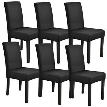 Set de 6 fundas elásticas para silla en color negro, ajustables a diferentes tamaños