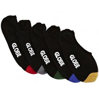 Globe Dip Invisible Socks - 5 Pack (Black, Men's Assorted Sizes)