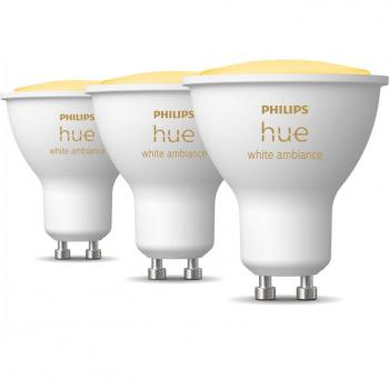 Philips Hue White and Color Ambiance GU10 LED Smart Bulb, Bluetooth & Zigbee Compatible (Hue Hub Optional), Voice Activated with Alexa, 3-Pack