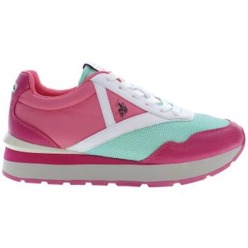 U.S. Polo Assn. Women's Pink Polyester Sneakers with Contrasting Details and Logo, Size 6 US