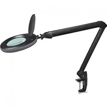 Lámpara de Aumento LED LUMENO 7218SWIII - Lente de Cristal Real Ø 125 mm, 8 Dioptrías, Color Negro