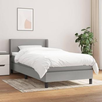 Cama box spring de muelles con colchón gris claro 80x200 cm Tela