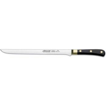 Arcos Serie Regia, Cuchillo Jamonero, Hoja de Acero Inoxidable Nitrum 250 mm, Mango de Polioximetileno, POM Color Negro y Oro