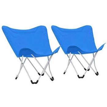 vidaXL 2X Sillas Camping Estilo Mariposa Plegables Azul Acampada Senderismo