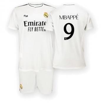 Conjunto Camiseta y Pantalón Primera Equipación Real Madrid 24/25 Mbappé Junior Replica con Licencia Oficial