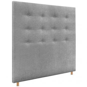 Cabecero Capitoné hasta el Suelo 150x120cm Tapizado en Tela y Polipiel Aqualine Gris para Cama Dormitorio