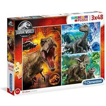 Clementoni Park Rompecabezas de 3 x 48 Piezas – Jurassic World, Color