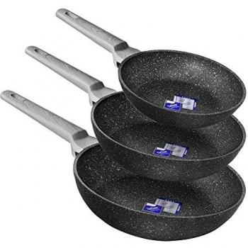 Cecotec Set de Sartenes Polka Exclusive 20-24-28 Bucket Set Wood&Rock. Diámetro 20-24-28 cm, Mango frío