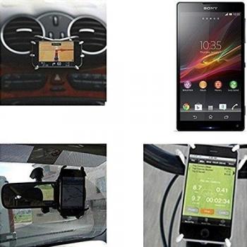 soporte para coche y para mesa etc. para Sony Xperia ZL, negro araña. montaje de la salida aire, espejo retrovisor, bicicletas, etc. Trípode - K-S-Trade