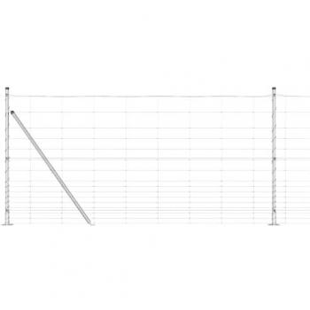 Valla de Campo Plateada 25 x 1.2 m de Acero Galvanizado con Postes y Placas de Base