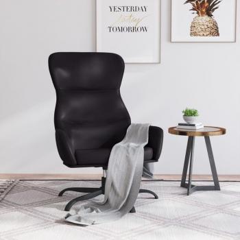 Silla reclinable de cuero sintético negro con función de relax, tapizado en cuero sintético, estructura resistente, reposabrazos acolchados y soporte ergonómico