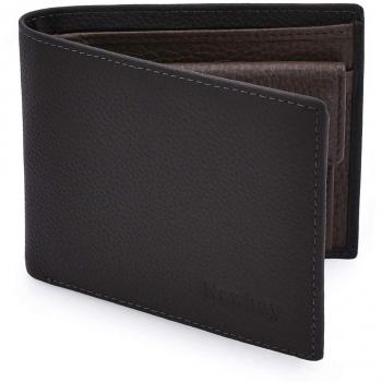 Newhey Cartera Hombre Cuero Billetera RFID Bloqueo Monedero Tarjetas Crédito Moda con Bolsillo Monedas Gris