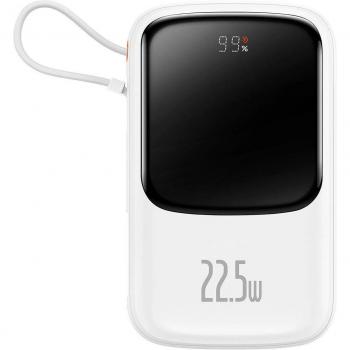 Powerbank Baseus Qpow 10000mAh con Display Digital y Carga Rápida 22.5W QC/PD/SCP/FCP con Cable USB-C Integrado Blanco