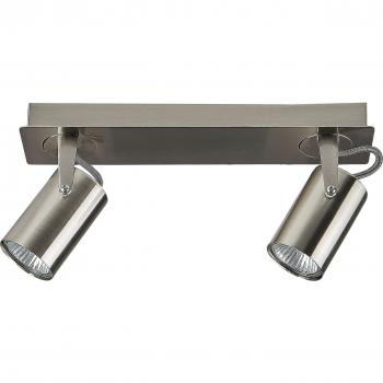 Lámpara de Techo Industrial de Metal Plateado 30 cm con 2 Focos Orientables Klip