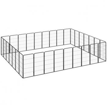 vidaXL 32-Panel Dog Playpen Black 50x100 cm Powder-coated Steel