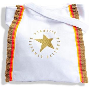 Bolso de hombro de mujer Starlite con cremallera, logo bordado y volante en color blanco/rosa Pop