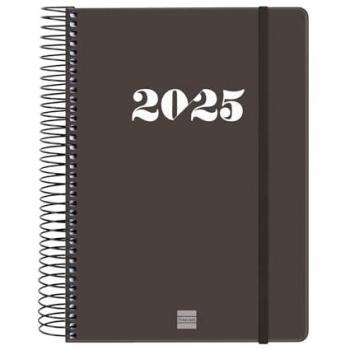 Finocam - Agenda Espiral My 2025 Negro Enero 2025 - Diciembre 2025 (12 meses) Catalán, 1 día página, tamaño E10-155x212 mm