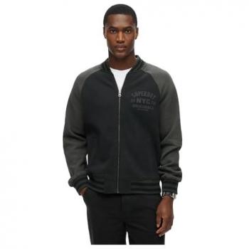 Superdry Men's College Graphic Black Jersey Bomber Jacket
