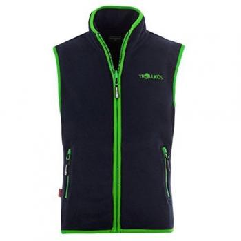 Trollkids Chaleco para Niños de Polar Arendal, Color Azul Marino/víbora Verde Talla 6 años