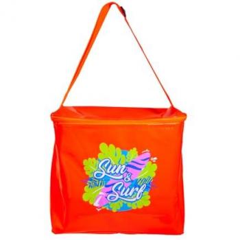 Nevera Térmica de Playa Plegable Naranja 17L - Gran Tamaño, Impermeable y Reutilizable con Doble Asa