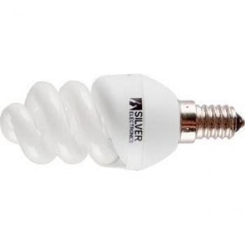 Silver sanz Mini Full Bombillas de Bajo Consumo, 4200 K E14, 9 W, Blanco