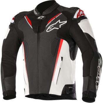 Alpinestars Atem 3 Chaqueta de piel para motocicleta, talla 48, color negro, blanco y rojo