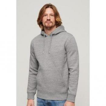 Superdry Essential Logo Pullover Hoodie - Dark Grey Fleck Marl - Men's Size S - Sustainable Cotton Casual Wear