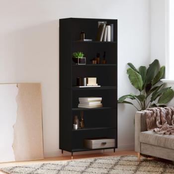 Aparador alto de madera de ingeniería negro 69,5x32,5x180 cm