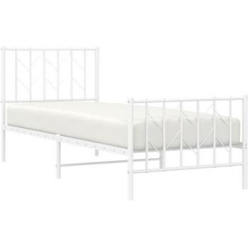 Estructura cama metal con cabecero y pie cama blanca 80x200 cm vidaXL