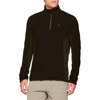 Odlo Midlayer 1/2 Zip Sudadera Royale, Hombre, 541802, Black/Climbing Ivy/Stripes, Extra-Large