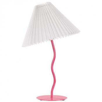 Lámpara de mesa moderna Alwero con base de metal y pantalla plisada sintética rosa 48 cm