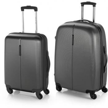 Gabol - Paradise | Juego de Maletas de Viaje Rigidas de Color Gris con Trolley de Cabina y Trolley Mediano