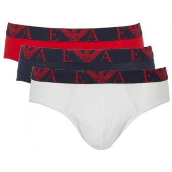 Emporio Armani Men's 3-Pack Logo Boxer Briefs Multicolor (Navy/Red/White)