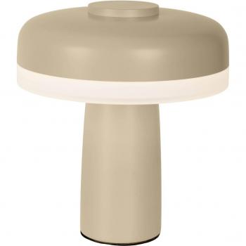 Lámpara de mesa LED recargable Pilu, beige, altura 16,5 cm, metal con dimmer táctil