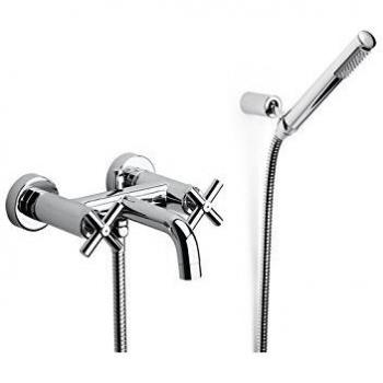 Roca Loft - grifo bimando exterior para baño y ducha con inversor automático, ducha de mano, flexible de 1, . Griferías hidrosanitarias con montura cerámica. Ref. A5A2743C00