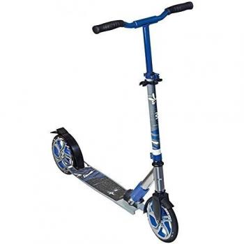 Patinete de Aluminio Muuwmi Deluxe 205 mm, Plegable, Ruedas ABEC 7, Color Gris y Azul