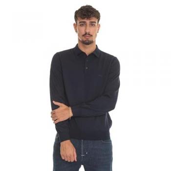 BOSS Men's Long Sleeve Polo Shirt in Dark Blue - Size 2XL