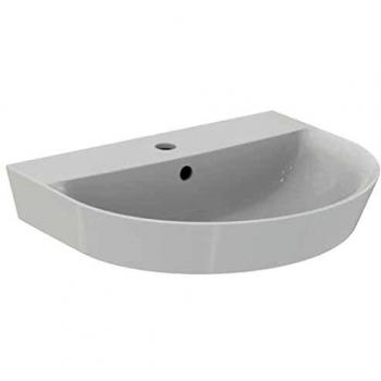 Lavabo Ideal Standard Connect Air Arc 550mm, Blanco, con hueco para grifería y desagüe, dimensiones 55x46cm