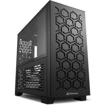 Sharkoon MS-Y1000 MicroATX Tower Case with Tempered Glass, 2x USB 3.0 Ports, No Power Supply, Black