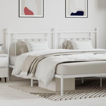 Cabecero de metal blanco de 200 cm Vidaxl con diseño moderno, estructura resistente, acabado en pintura blanca, fácil montaje y compatible con colchones de tamaño estándar
