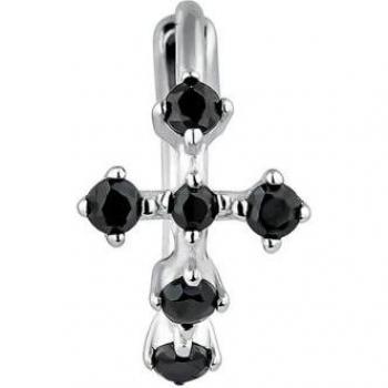 Ear Candy - Piercing aro Mery Cross de plata bañado en rodio