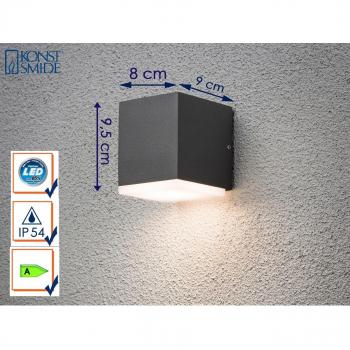 Aplique cuadrado de pared exterior LED Monza, moderno, gris oscuro, IP54