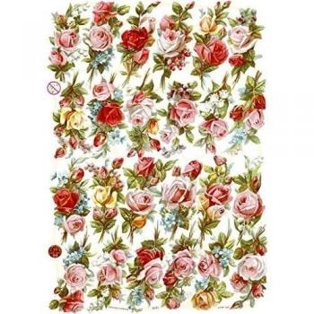 Die cuts vintage, hoja 16,5x23,5 cm, Ramos de rosas, 3hoja